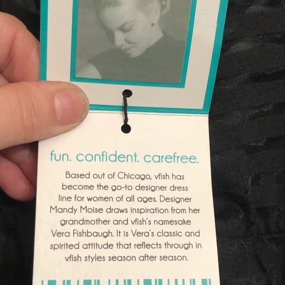 V Fish size small black scoop neck semi sheer with lined upper half - Picture 10 of 13